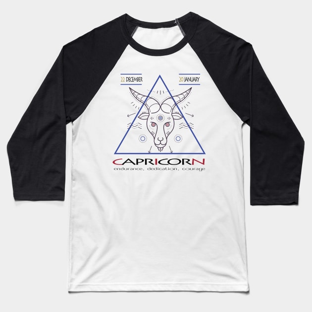 Capricorn Zodiac sign- astronomical sign - Horoscope Baseball T-Shirt by Gold Turtle Lina